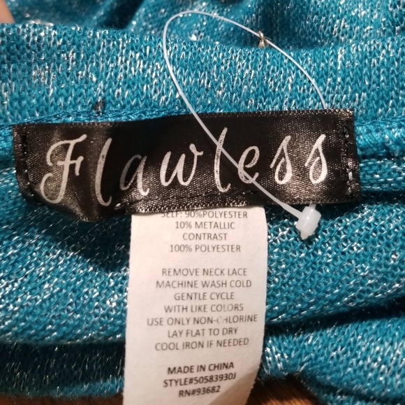 Teal Shimmer V-Neck Sweater Top - Picture 5 of 7